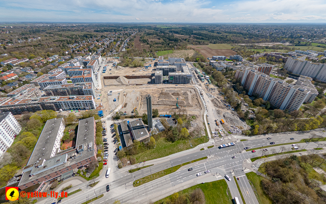 21.04.2023 - Luftbilder von der Baustelle Alexisquartier und Pandion Verde in Neuperlach